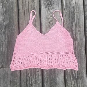 Urban Heritage Knit Crochet Crop Tank Top